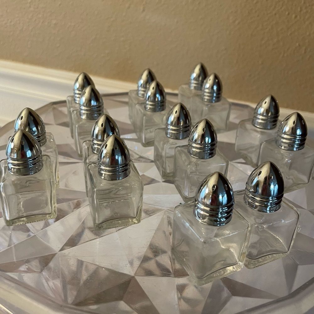 Lot of 8 Sets of Vintage Glass Salt and Pepper Shakers Stamped Taiwan